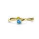 1 - Lucie 4.10 mm Bold Round Yellow Diamond and Blue Topaz 2 Stone Promise Ring 