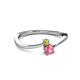 2 - Lucie 4.10 mm Bold Round Yellow Diamond and Pink Tourmaline 2 Stone Promise Ring 