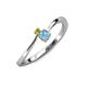 3 - Lucie 4.10 mm Bold Round Yellow Diamond and Blue Topaz 2 Stone Promise Ring 