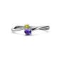 1 - Lucie 4.10 mm Bold Round Yellow Diamond and Iolite 2 Stone Promise Ring 