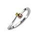 3 - Lucie 4.10 mm Bold Round Yellow Diamond and Smoky Quartz 2 Stone Promise Ring 