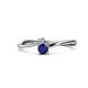 1 - Lucie 4.10 mm Bold Round Blue Sapphire and Lab Grown Diamond 2 Stone Promise Ring 