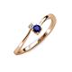 3 - Lucie 4.10 mm Bold Round Blue Sapphire and Lab Grown Diamond 2 Stone Promise Ring 