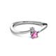 2 - Lucie 4.10 mm Bold Round Pink Sapphire and Lab Grown Diamond 2 Stone Promise Ring 