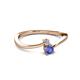 2 - Lucie 4.10 mm Bold Round Tanzanite and Lab Grown Diamond 2 Stone Promise Ring 
