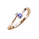 3 - Lucie 4.10 mm Bold Round Tanzanite and Lab Grown Diamond 2 Stone Promise Ring 