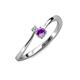 3 - Lucie 4.10 mm Bold Round Amethyst and Lab Grown Diamond 2 Stone Promise Ring 