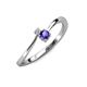 3 - Lucie 4.10 mm Bold Round Iolite and Lab Grown Diamond 2 Stone Promise Ring 