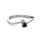 2 - Lucie 4.10 mm Bold Round Red Garnet and Lab Grown Diamond 2 Stone Promise Ring 