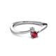 2 - Lucie 4.10 mm Bold Round Ruby and Lab Grown Diamond 2 Stone Promise Ring 