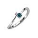 3 - Lucie 4.10 mm Bold Round Blue Diamond and Lab Grown Diamond 2 Stone Promise Ring 
