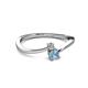 2 - Lucie 4.10 mm Bold Round Aquamarine and Lab Grown Diamond 2 Stone Promise Ring 