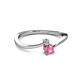 2 - Lucie 4.10 mm Bold Round Pink Tourmaline and Lab Grown Diamond 2 Stone Promise Ring 