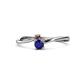 1 - Lucie 4.10 mm Bold Round Smoky Quartz and Blue Sapphire 2 Stone Promise Ring 