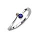 3 - Lucie 4.10 mm Bold Round Smoky Quartz and Blue Sapphire 2 Stone Promise Ring 