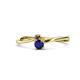 1 - Lucie 4.10 mm Bold Round Smoky Quartz and Blue Sapphire 2 Stone Promise Ring 