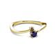 2 - Lucie 4.10 mm Bold Round Smoky Quartz and Blue Sapphire 2 Stone Promise Ring 