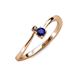 3 - Lucie 4.10 mm Bold Round Smoky Quartz and Blue Sapphire 2 Stone Promise Ring 