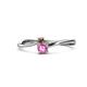 1 - Lucie 4.10 mm Bold Round Smoky Quartz and Pink Sapphire 2 Stone Promise Ring 