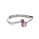 2 - Lucie 4.10 mm Bold Round Smoky Quartz and Pink Sapphire 2 Stone Promise Ring 