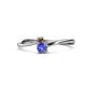 1 - Lucie 4.10 mm Bold Round Smoky Quartz and Tanzanite 2 Stone Promise Ring 