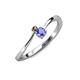 3 - Lucie 4.10 mm Bold Round Smoky Quartz and Tanzanite 2 Stone Promise Ring 