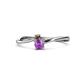 1 - Lucie 4.10 mm Bold Round Smoky Quartz and Amethyst 2 Stone Promise Ring 