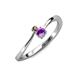 3 - Lucie 4.10 mm Bold Round Smoky Quartz and Amethyst 2 Stone Promise Ring 