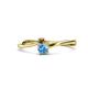 1 - Lucie 4.10 mm Bold Round Smoky Quartz and Blue Topaz 2 Stone Promise Ring 