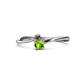 1 - Lucie 4.10 mm Bold Round Smoky Quartz and Peridot 2 Stone Promise Ring 