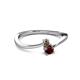 2 - Lucie 4.10 mm Bold Round Smoky Quartz and Red Garnet 2 Stone Promise Ring 