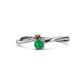 1 - Lucie 4.10 mm Bold Round Smoky Quartz and Emerald 2 Stone Promise Ring 