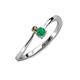 3 - Lucie 4.10 mm Bold Round Smoky Quartz and Emerald 2 Stone Promise Ring 