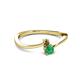 2 - Lucie 4.10 mm Bold Round Smoky Quartz and Emerald 2 Stone Promise Ring 