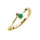 3 - Lucie 4.10 mm Bold Round Smoky Quartz and Emerald 2 Stone Promise Ring 