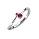 3 - Lucie 4.10 mm Bold Round Smoky Quartz and Ruby 2 Stone Promise Ring 