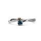 1 - Lucie 4.10 mm Bold Round Smoky Quartz and Blue Diamond 2 Stone Promise Ring 
