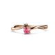 1 - Lucie 4.10 mm Bold Round Smoky Quartz and Pink Tourmaline 2 Stone Promise Ring 