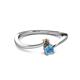 2 - Lucie 4.10 mm Bold Round Smoky Quartz and Blue Topaz 2 Stone Promise Ring 