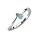 3 - Lucie 4.10 mm Bold Round Smoky Quartz and Blue Topaz 2 Stone Promise Ring 