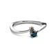 2 - Lucie 4.10 mm Bold Round Smoky Quartz and London Blue Topaz 2 Stone Promise Ring 