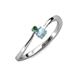 3 - Lucie 4.10 mm Bold Round Aquamarine and Lab Created Alexandrite 2 Stone Promise Ring 
