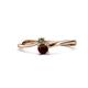 1 - Lucie 4.10 mm Bold Round Red Garnet and Lab Created Alexandrite 2 Stone Promise Ring 