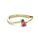 2 - Lucie 4.10 mm Bold Round Rhodolite Garnet and Lab Created Alexandrite 2 Stone Promise Ring 