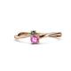 1 - Lucie 4.10 mm Bold Round Pink Sapphire and Lab Created Alexandrite 2 Stone Promise Ring 