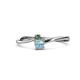 1 - Lucie 4.10 mm Bold Round Aquamarine and Lab Created Alexandrite 2 Stone Promise Ring 