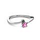 2 - Lucie 4.10 mm Bold Round Pink Sapphire and Lab Created Alexandrite 2 Stone Promise Ring 