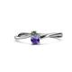 1 - Lucie 4.10 mm Bold Round Iolite and Lab Created Alexandrite 2 Stone Promise Ring 