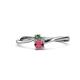 1 - Lucie 4.10 mm Bold Round Lab Created Alexandrite and Rhodolite Garnet 2 Stone Promise Ring 