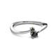 2 - Lucie 4.10 mm Bold Round Black Diamond and Lab Created Alexandrite 2 Stone Promise Ring 